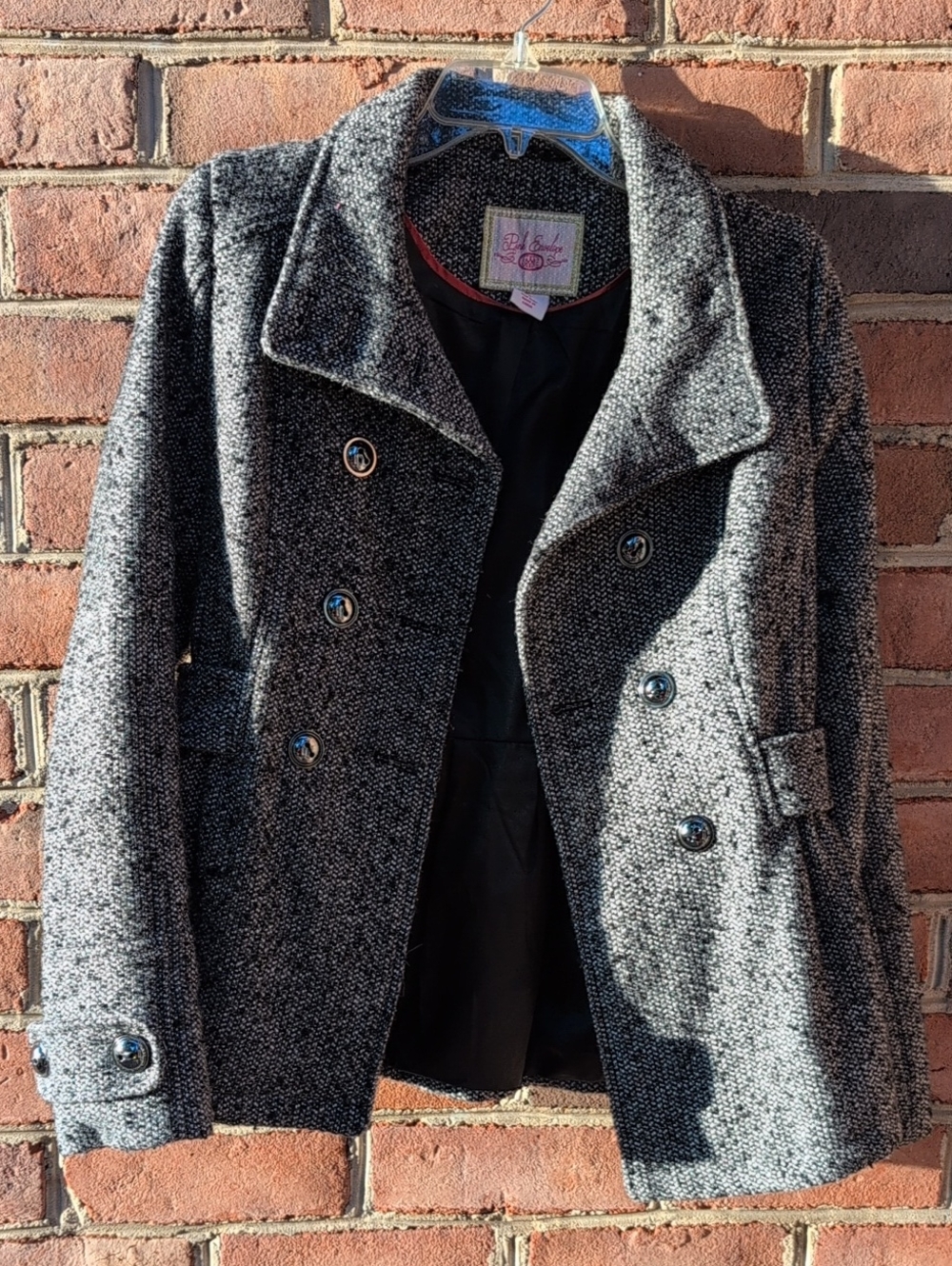 Pink Envelope Women's Charcoal Gray Pea Coat